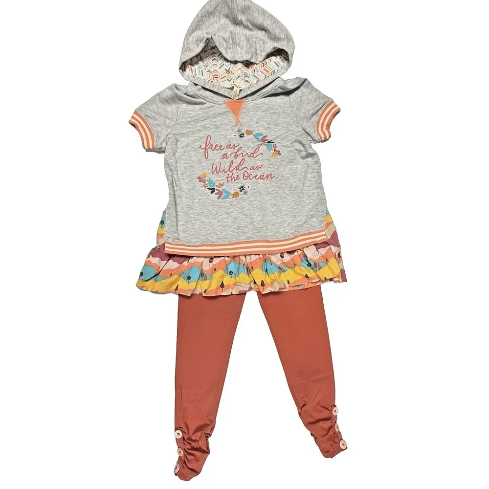 Matilda Jane Outfit Girls Hoodie & Leggings - Wonderment Wild & Free Stripes 10
